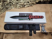 Heretic knives Nephilim Double Edge with Red and Black G10