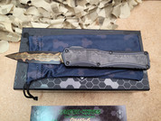 Heretic Colossus Double Edge, Baker Forge Damascus, Black Dunes Fat Carbon