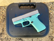 Glock, 43X, Sub-Compact, 9MM, Robin's Egg Blue With Crushed Silver Slide, 10 Rds