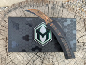 Heretic Knives Roc, HGBF Tiger w/ Fat Carbon Brass and Copper Snakeskin Inlay