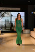 Atina Collection Green Sheer Form Fitting Dress with Bust Pad