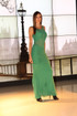 Atina Collection Green Sheer Form Fitting Dress with Bust Pad