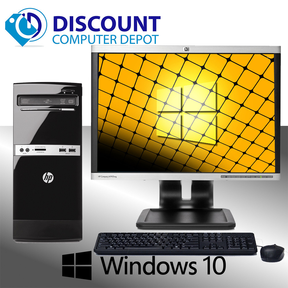 Fast Hp 500b Desktop Computer Tower Windows 10 Dual Core 4gb 160gb 19 Lcd