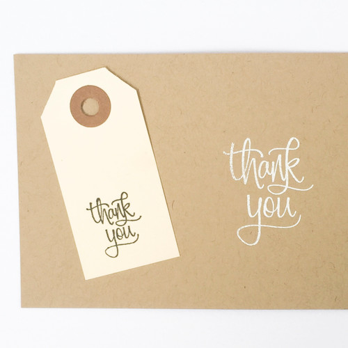mini thank you stamp hand lettered by paper sushi