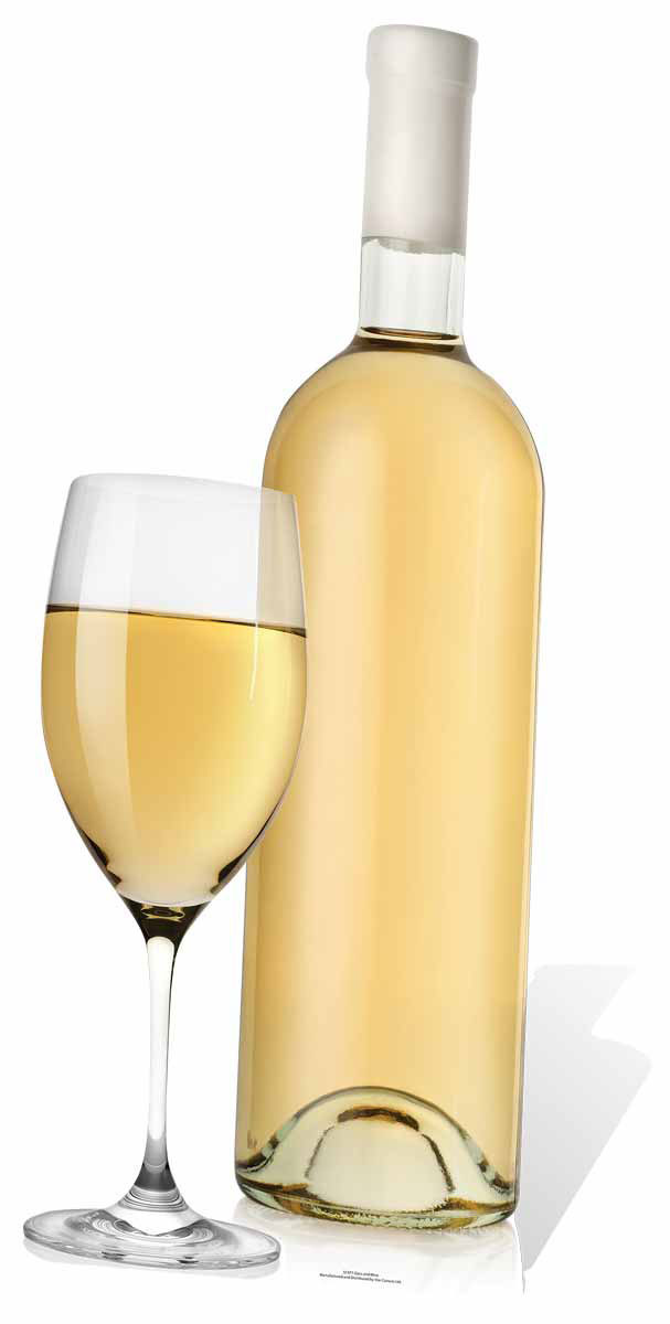 Giant White Wine Glass and Bottle Cardboard Cutout / Standee / Stand Up