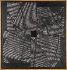 Geometric Abstract Oil Painting Textured Black & Grey Duanye Hatchett Original