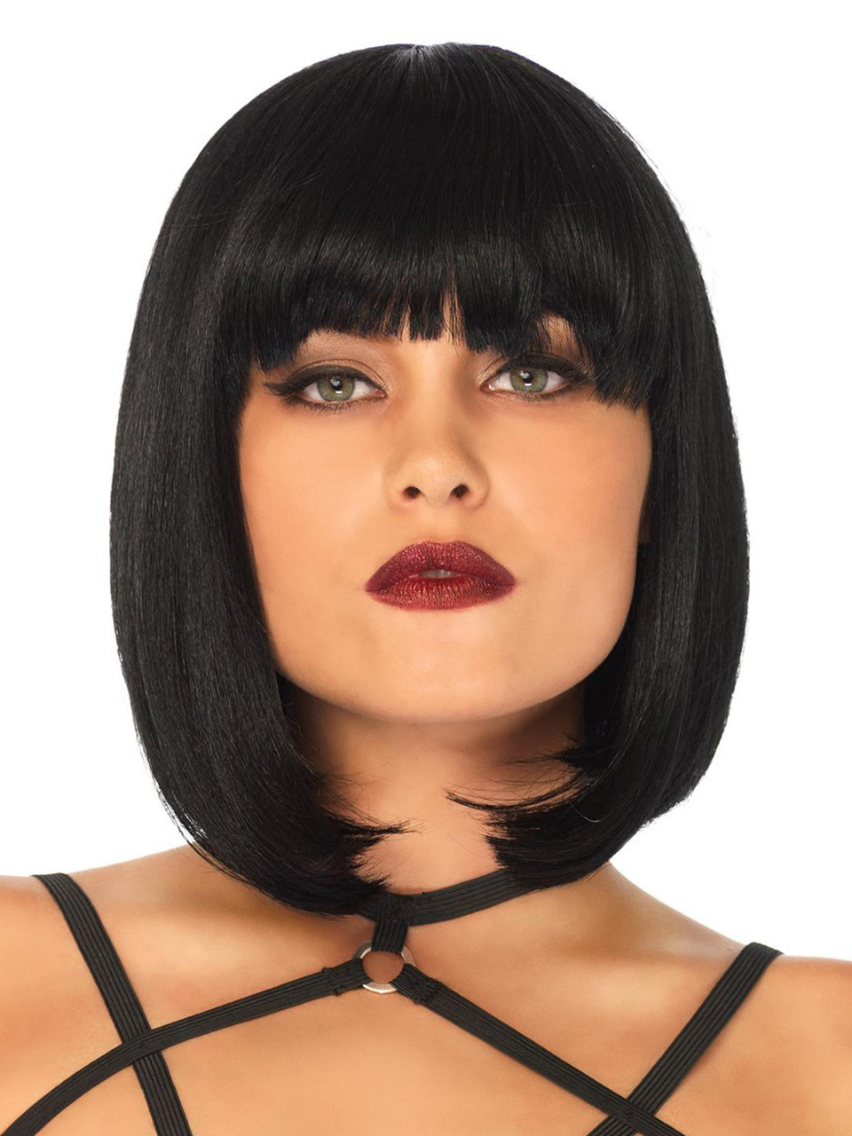 Black Bob Wig Sexy Lingerie Photos - Short Natural Bob Wig - Angelique