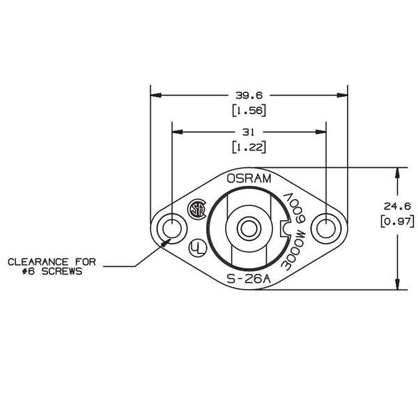 Osram S26a Socket for R7s base Lamps, 600V, 3000W
