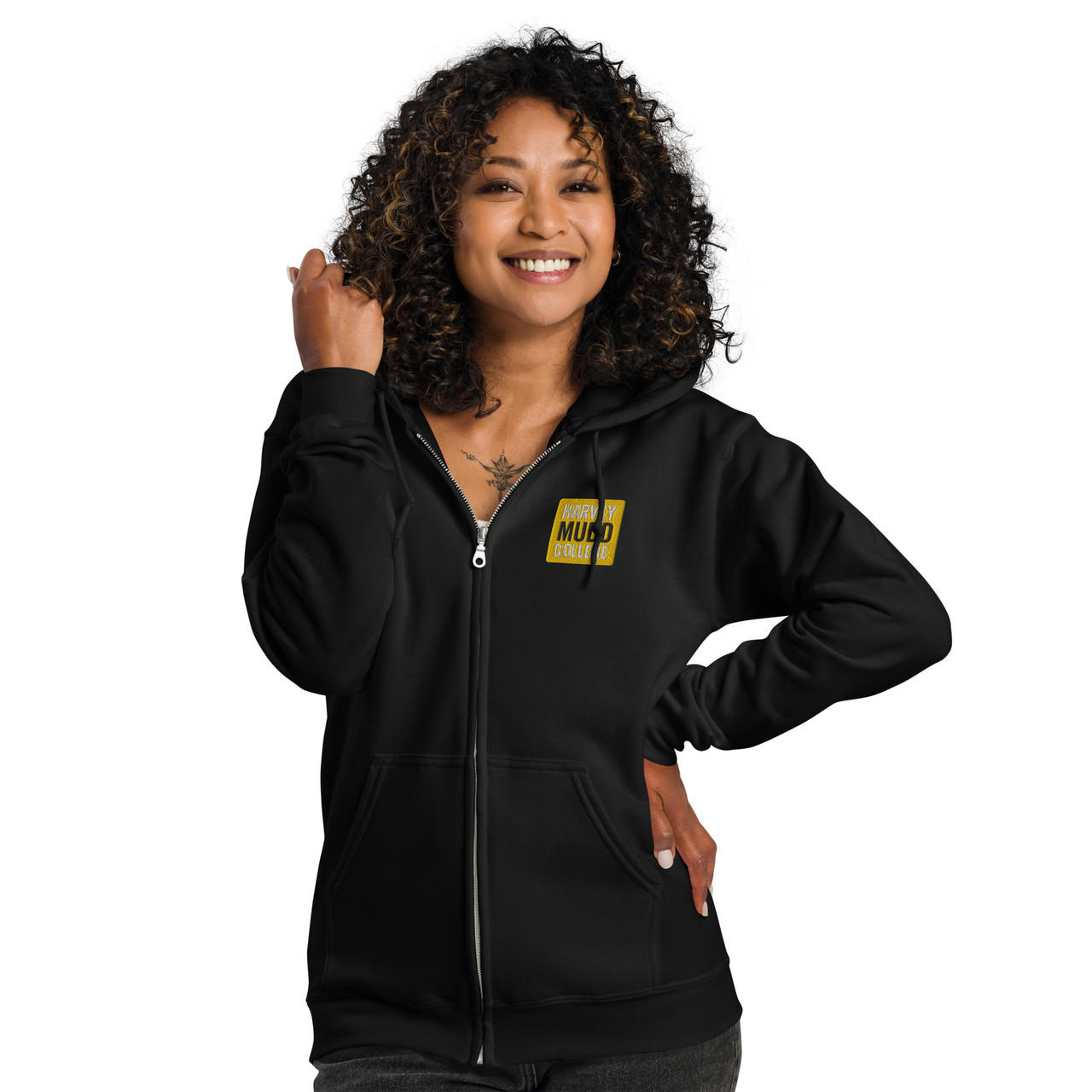Embroidered HMC Logo Zip Hoodie - Harvey Mudd College