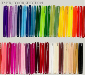 18" Colored Taper Candles (Individually Cello Wrapped) drip less - smoke less  (144 Pieces/Case)  With Self-Fitted End