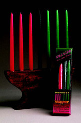 12" Kwanzaa Candles Taper  (3 Red, 1 Black, 3 Green Tapers) Gift Box (17 Sets Per Case)  With Self-Fitted End