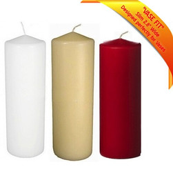 3" X 8" Bulk Event Pack Round Unscented Vase Fit Pillar Candles (12 Pcs Bulk)