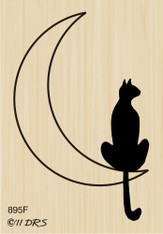 Silhouette Cat on Moon - 895F