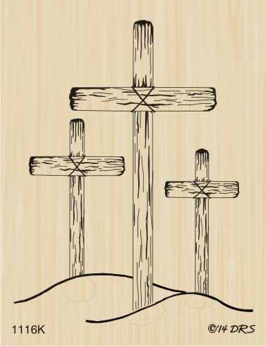 Three Wooden Crosses - 1116K - DRS Designs