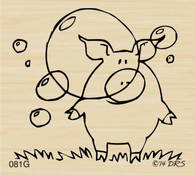Leonard Pigs Dance of Joy Rubber Stamp by DRS Designs 