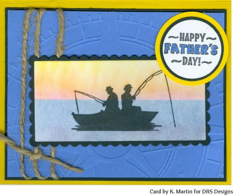 Fisherman Silhouette Mounted Rubber Stamp, Man Fishing, Father's Day, Lake  #14 