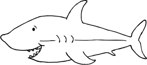 happy shark clipart bw