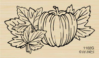 October Pumpkin with Fall Leaves - 1102G