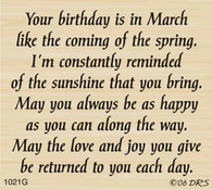 March Birthday Greeting - 1021G