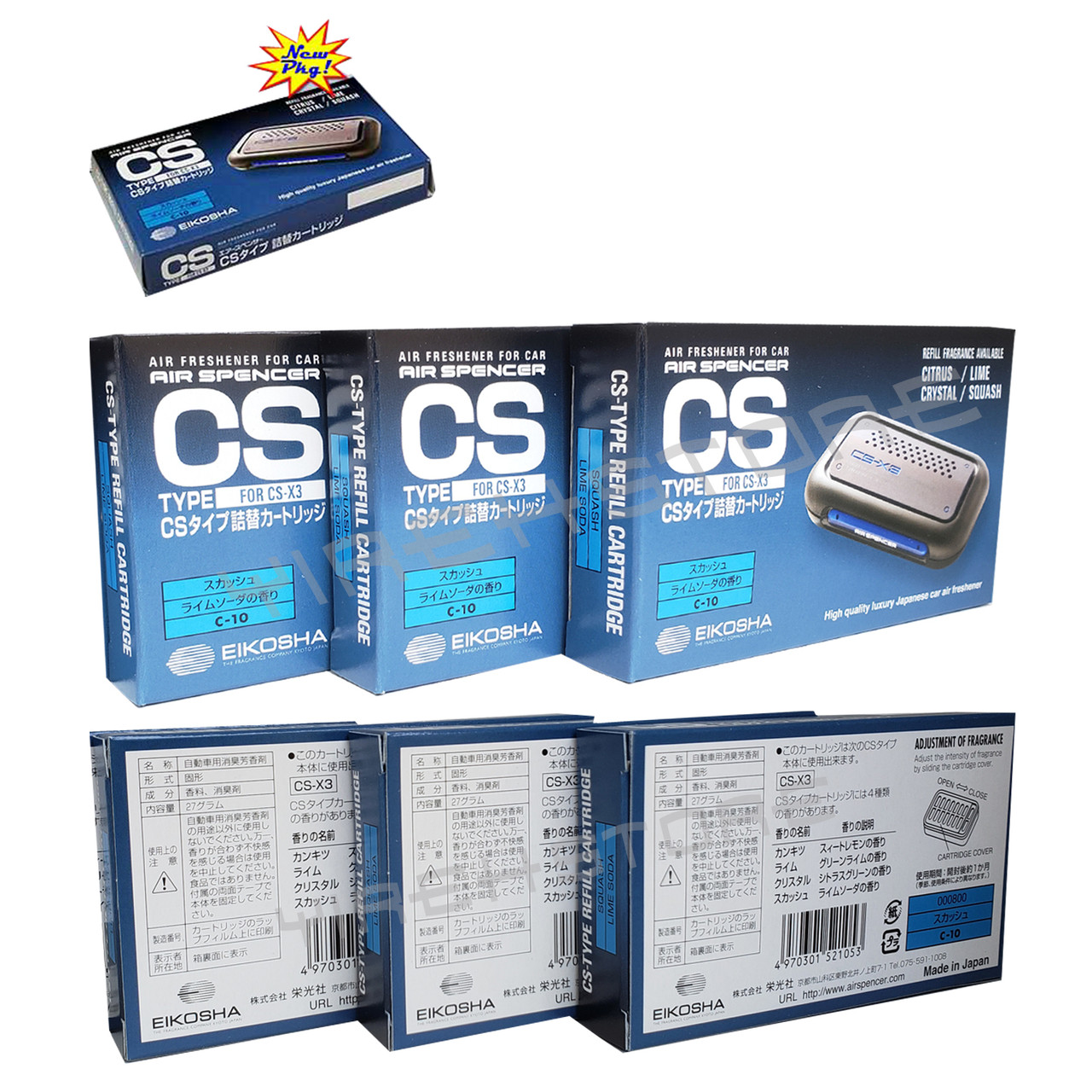 Wholesale Csx3 2 Packs Of Unit And 6 Refill Squash Scent Air Spencer Jdm Car Air Freshener