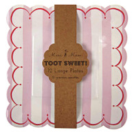 Meri Meri Toot Sweet Pink Stripe Plates - Pack of 12