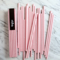 Baby Pink Chevron Paper Straws - Pack of 25