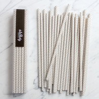 Grey Chevron Paper Straws - Pack of 25