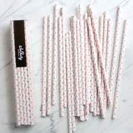 Pink Swiss dot Paper Straws - Pack of 25