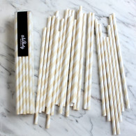 Oatmeal Stripe Paper Straws - Pack of 25