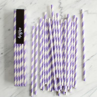 Lavender Stripe Paper Straws - Pack of 25
