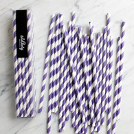 Purple Stripe Paper Straws - Pack of 25