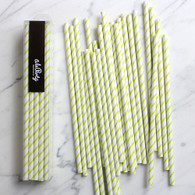 Lime Thin Stripe Paper Straws - Pack of 25
