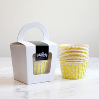 Lemon Yellow Polka Dot Candy Cups - Pack of 12