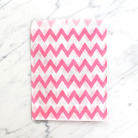 Candy Pink Chevron 13x18cm Treat Bags - 6 pack