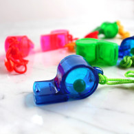 Assorted Rainbow Whistle on Cord Set - Pack of 6