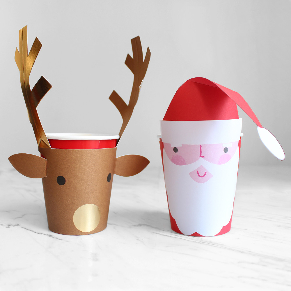 Meri Meri Santa and Reindeer Foiled Party Cups 45-2370, Set of 8