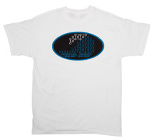 DWSS Logo on Oval Background Arial Blue & Black White T-Shirt