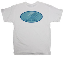 DWSS Logo on Oval Background Arial Stone Blue & Light Stone Blue White T-Shirt