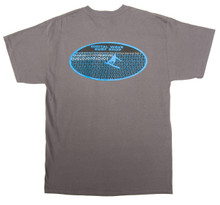 Barrel Digital Wave Shore Perspective with Surfer Arial Blue & Black Charcoal T-Shirt
