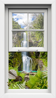 Fantail Falls window frame art canvas