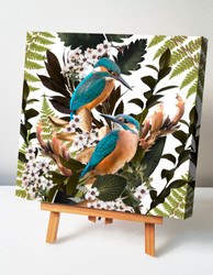 ***3 AVAILABLE*** SPECIAL $99 (rrp$185) ''Kingfisher Courtship'' 25x25cm canvas