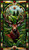 Red Deer stained glass wall art 'Stag Sanctuary'