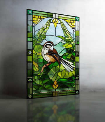 Sunlight Serenade (Fantail) stained glass wall art