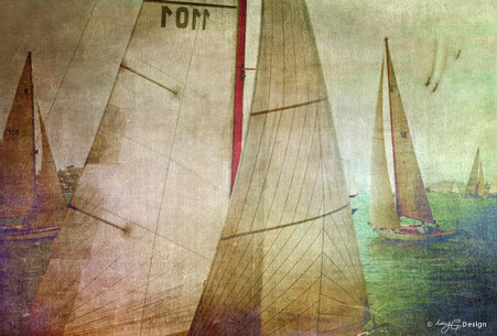 NZ yacht race artwork featuring several yachts racing, photo art print for sale by Lucy G.