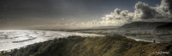 Muriwai, West Coast, Auckland, NZ, stormy view of Muriwai Beach - landscape photo print for sale.