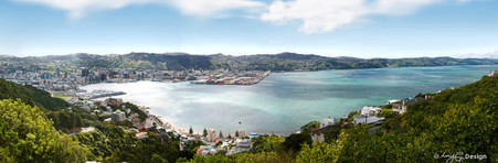 Wellington City, NZ, cliff view from Mt Victoria - landscape photo print for sale.