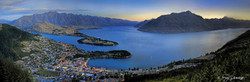 Queenstown City night view from Skyline  - panoramic landscape photo art print for sale