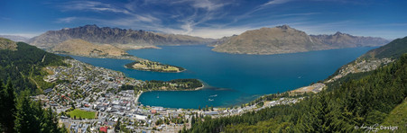 Queenstown City day view from Skyline  - panoramic landscape photo art print for sale