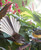 ''Lost in Paradise'' two NZ Fantails in a lush tropical garden.  A3 oval photo prints for sale - detail