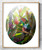 NZ Tui bird in tropical garden setting - oval photo art print / wall art for sale